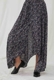 H7411 Navy Womens Floral Ruched Waist Maxi Dress Detail