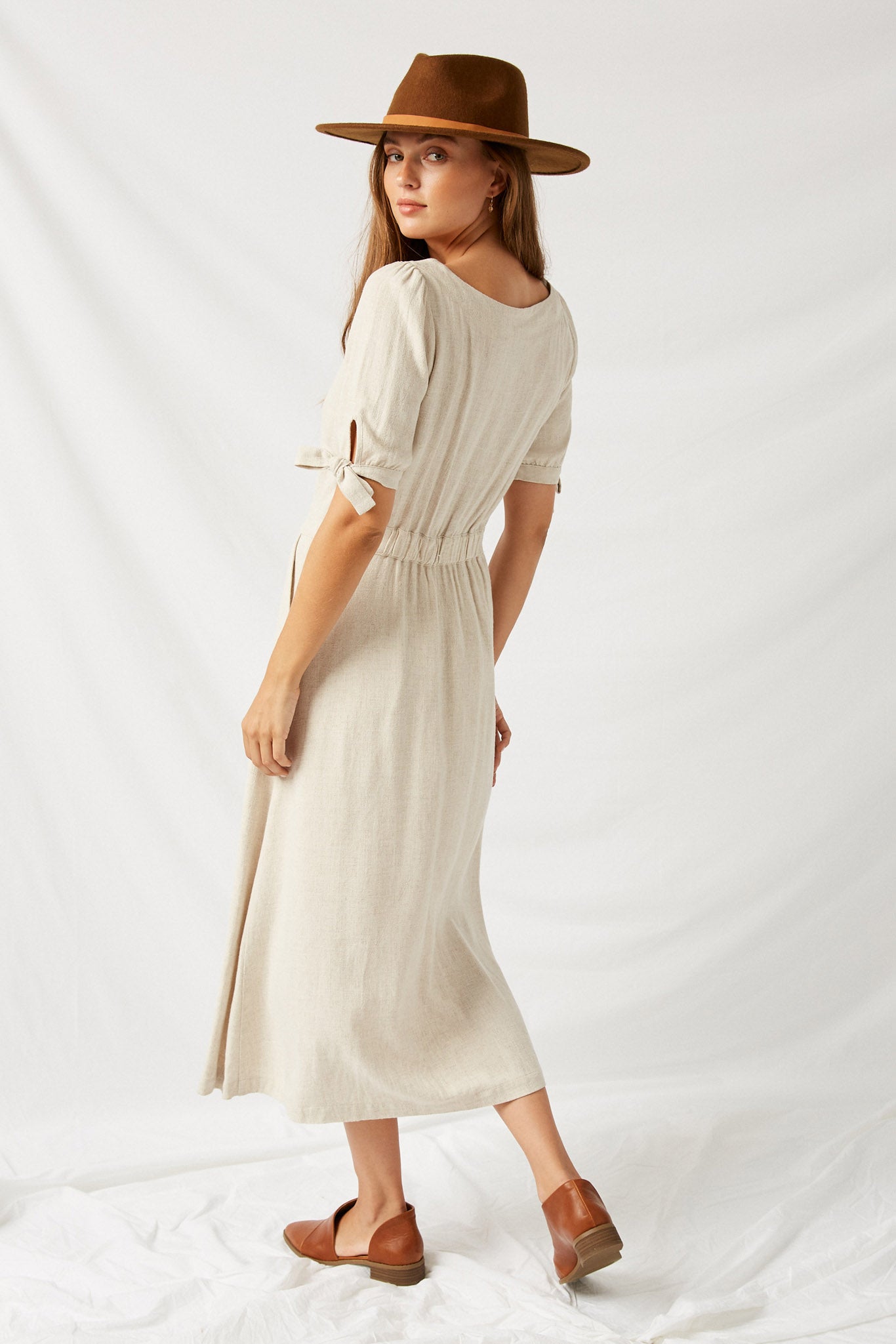 Linen Button-Down Midi Dress Linen Button-Down Midi Dress