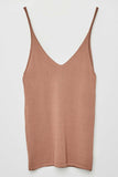 H7780 Brown Button-Down Knit Tank Back