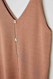 H7780 Brown Button-Down Knit Tank Detail