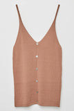 H7780 Brown Button-Down Knit Tank Front