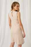 H7935 OATMEAL Womens Knit Mock Neck Sweater Dress Front Back