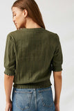 H7939 Army Lace Smock Waist Top Back