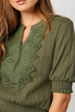 H7939 Army Lace Smock Waist Top Detail