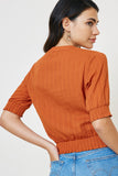 H7939 Pumpkin Lace Smock Waist Top Back