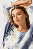 H8016 Navy Tie Dye Dolman Sleeve Top Detail