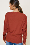 H8048 Brick Womens Ribbed Side-Zip Knit Top Back