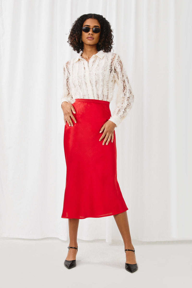 H8069 IVORY Womens Sheer Fuzzy Lace Button Down Top Full Body