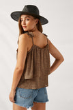 H8128 Tan Leopard Pleated Strap Tank Back