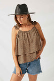 H8128 Tan Leopard Pleated Strap Tank Side