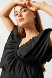 H8194 Black Ruffle Off-Shoulder Mini Dress Detail