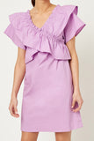 H8194 Lavender Ruffle Off-Shoulder Mini Dress Alt Front