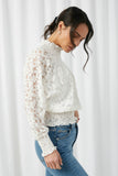 H8197 Off White Womens Lace Smocked Top Side