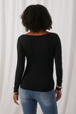 H8207 Black Womens Knit Cowl Neck Top Back