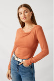 H8207 Chai Knit Cowl Neck Top Side