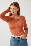 H8207 Chai Knit Cowl Neck Top Front