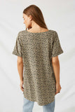 H8253 Olive Leopard V-Neck Tee Back