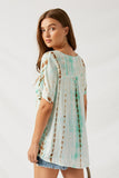 H8260 Mint Tie-Dye Surplice Top Back