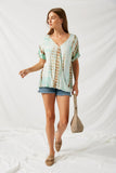 H8260 Mint Tie-Dye Surplice Top Full