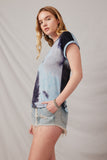 H8266 Navy Womens Short Sleeve Tie Dye Tee Side