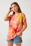 H8266 Pink Tie Dye Tee Front