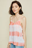 H8271 Orange Tie Dye V-Neck Tank Front