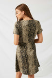 H8275 Olive Button-Down Snakeskin Dress Back