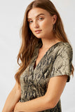 H8275 Olive Button-Down Snakeskin Dress Detail