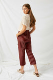 H9035 Burgundy Stripe Drawstring Pants Back 2