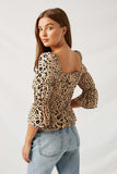 H9043 Leopard Mix Leopard Cropped Smock Top Back