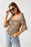 H9043 Leopard Mix Leopard Cropped Smock Top Side