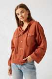 Hooded Button Up Cargo Sweatshirt