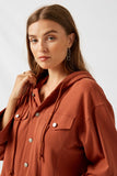 H9063 Rust Hooded Button Up Cargo Sweatshirt Side