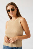 H9073 Tan Sweater Tank Top Front