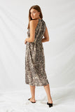 H9103 Grey Snakeskin Midi Dress Back