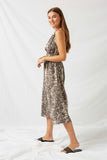 H9103 Grey Snakeskin Midi Dress Side