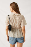 H9155 Off White Dotted Ruffle Peplum Blouse Back