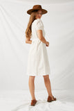 H9245 Off White Square Neck Eyelet Midi Dress Back