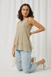 H9314 Taupe Womens Knit V-Neck Tank Alternate Angle