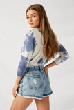 HC1001 Denim Distressed Acid Wash Denim Shorts Back