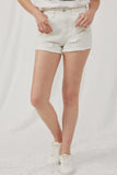 HC1001 White Denim Womens Distressed Acid Wash Denim Shorts Front