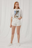 HC1001 White Denim Womens Distressed Acid Wash Denim Shorts Full Body