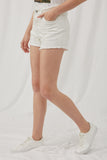 HC1001 White Denim Womens Distressed Acid Wash Denim Shorts Side