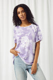 HDJ3403 LAVENDER Womens Tie Dye Raglan Shoulder Detail Knit Top Front