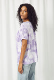 HDJ3403 LAVENDER Womens Tie Dye Raglan Shoulder Detail Knit Top Side