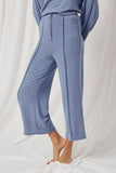 HDN4134 Denim Womens Seam Detail Brushed Terry Wide Leg Pants Front 2