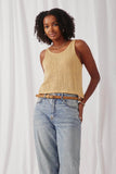 HDN4677 Mustard Womens Loose Knit Ribbed Button Back Tank Front