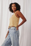 HDN4677 Mustard Womens Loose Knit Ribbed Button Back Tank Side