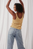 HDN4677 Mustard Womens Loose Knit Ribbed Button Back Tank Back