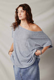 Wide Neck Loose Knit Pocket Slouchy Top